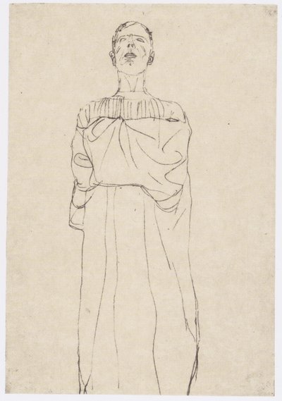 Uomo in lungo abito di fronte da Gustav Klimt